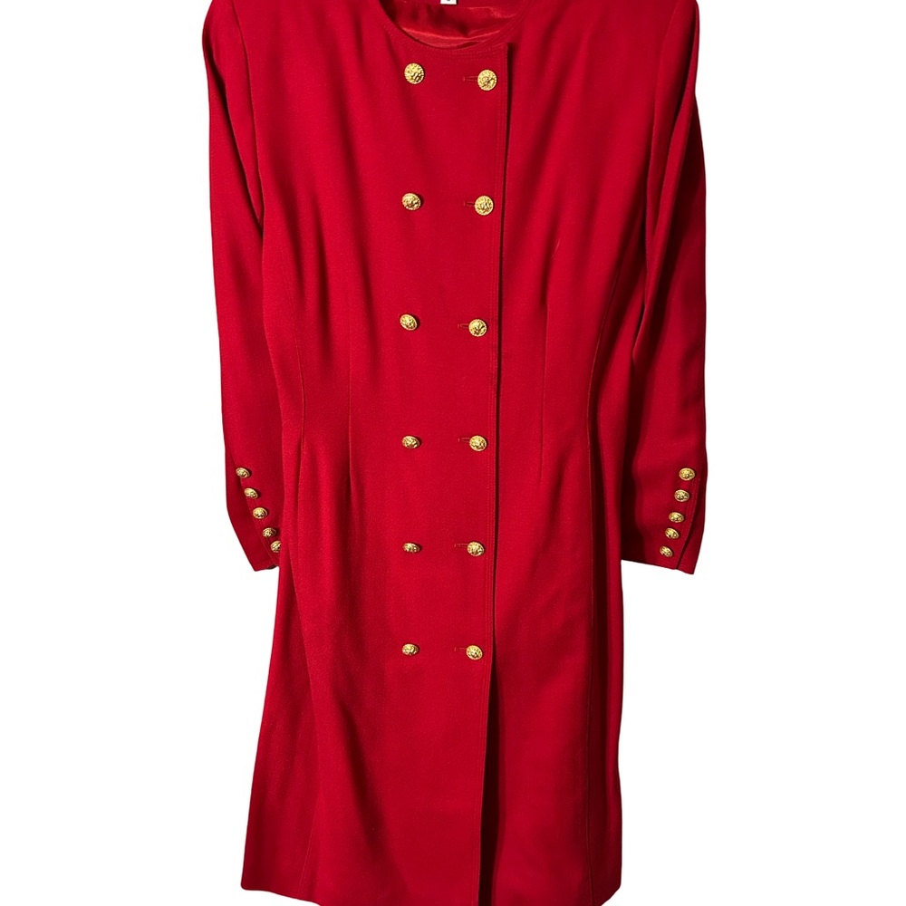 Classic Red Wool Dress. Fully Lined.